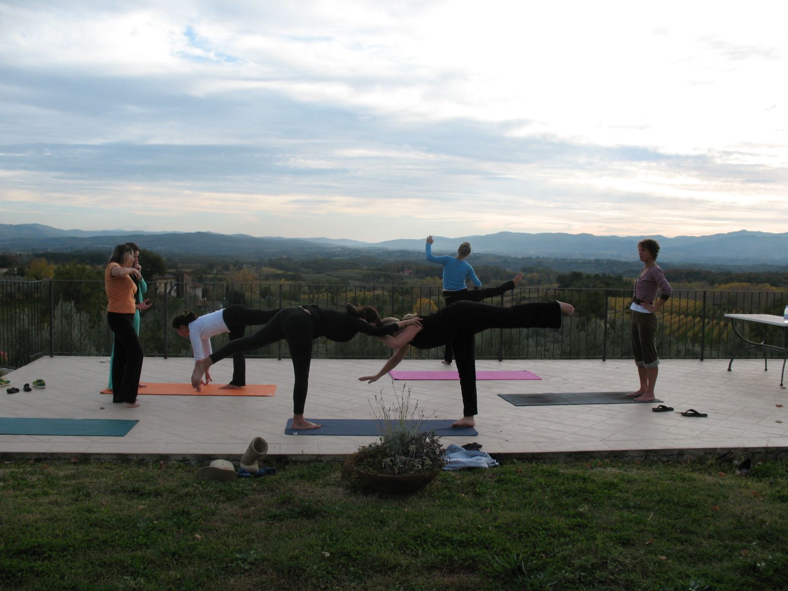 Warrior pose at dusk